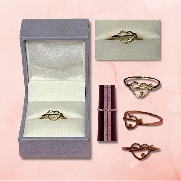 Vintage 10k Gold Heart and Arrow Ring - Size 6.5 (EUC) - Picture 3 of 3